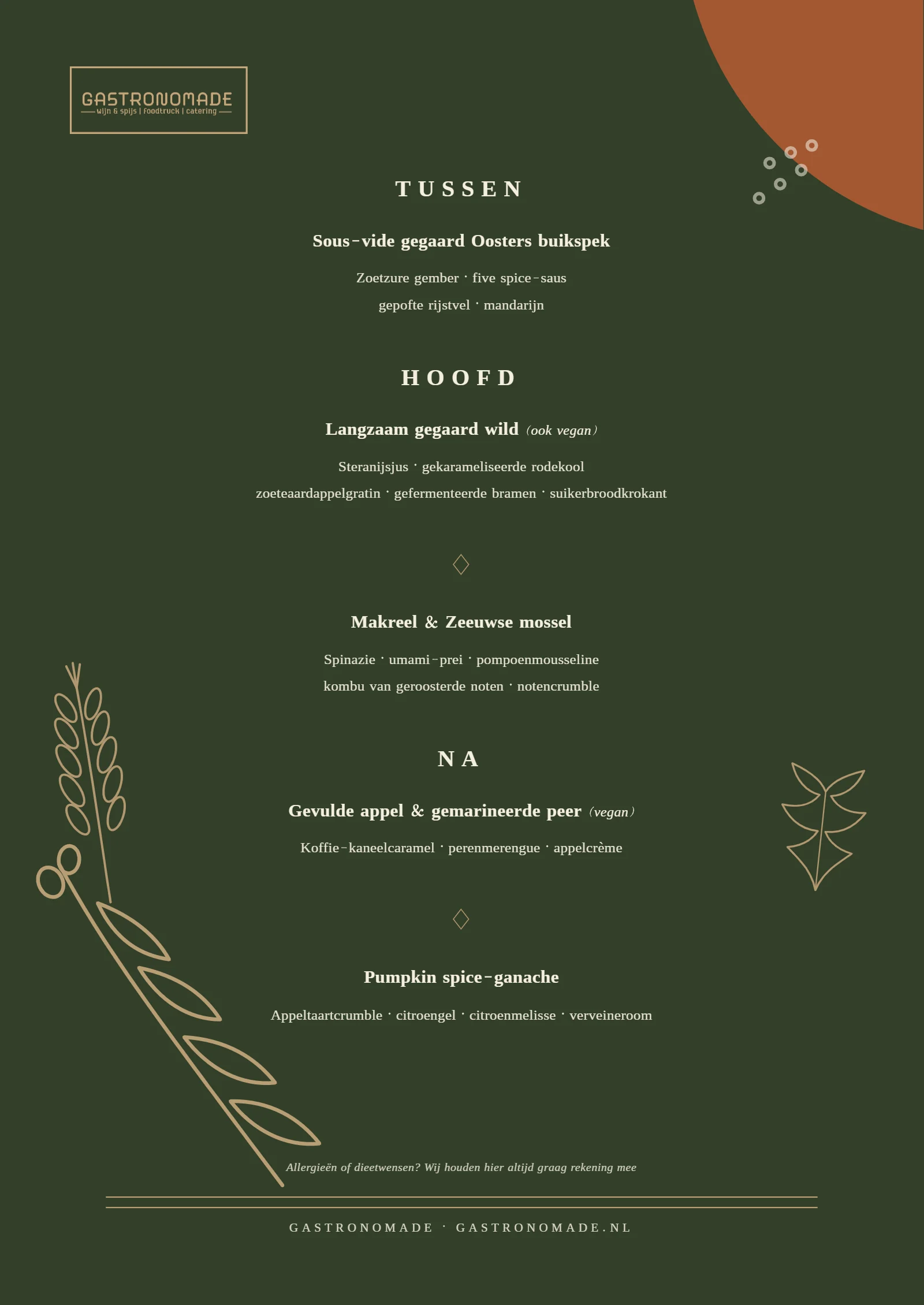 Private dining menu herfst 2026, vervolg